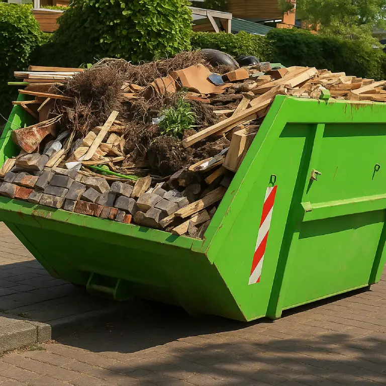 wypełniony kontener na śmieci